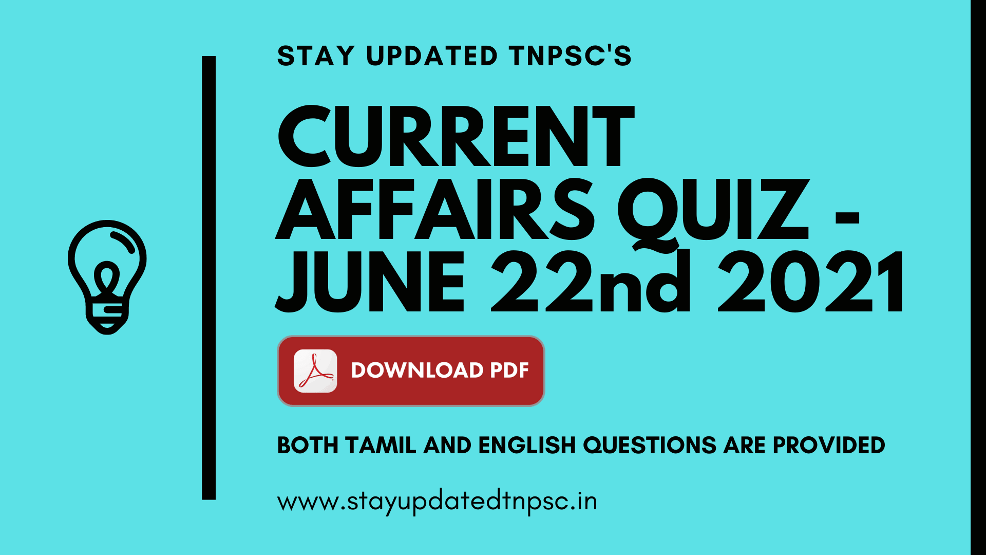 TNPSC DAILY CURRENT AFFAIRS: 22 JUNE 2021 TNPSC தினசரி நடப்பு நிகழ்வுகள்: 22 ஜூன் 2021 BOTH TAMIL AND ENGLISH QUESTIONS ARE PROVIDED DOWNLOAD PDF AT THE END OF THE QUESTIONS